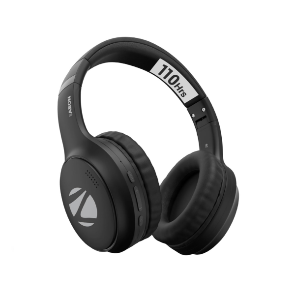 ZEBRONICS Aeon Wireless Over Ear Headphone with 110H Battery Backup, Supports Bluetooth & Aux (Black)