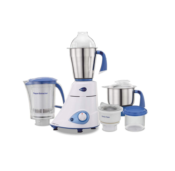 Preethi Plastic Blue Leaf Platinum Mg 139 Mixer Grinder,750 Watt, White