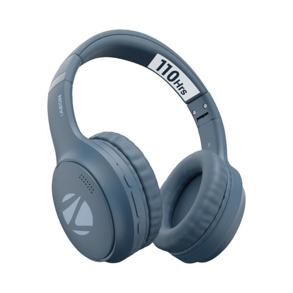 ZEBRONICS Aeon Wireless Over Ear Headphone with 110H Battery Backup, Supports Bluetooth & Aux (Blue)