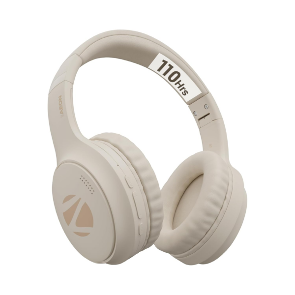 ZEBRONICS Aeon Wireless Over Ear Headphone with 110H Battery Backup, Supports Bluetooth & Aux (Beige)