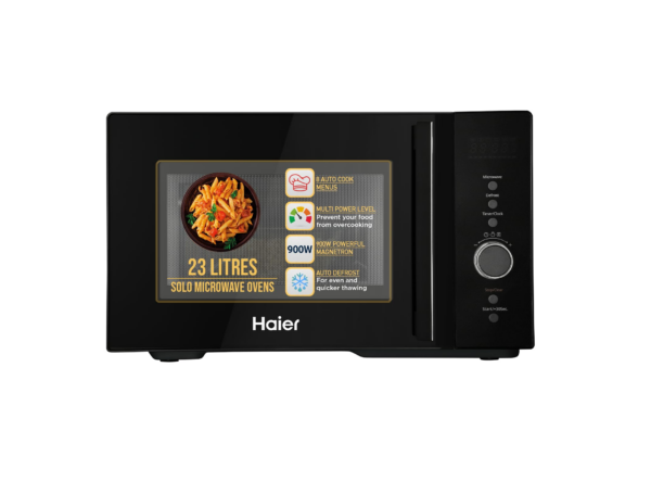Haier 23L Solo Microwave Oven with Defrost Technology, Child Lock (HIL2301MBEJ, Black)