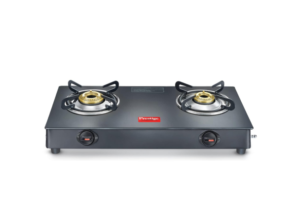 Prestige Magic plus Toughened Glass-Top 2 Brass Burner LPG Gas Stove(GTMP-02)