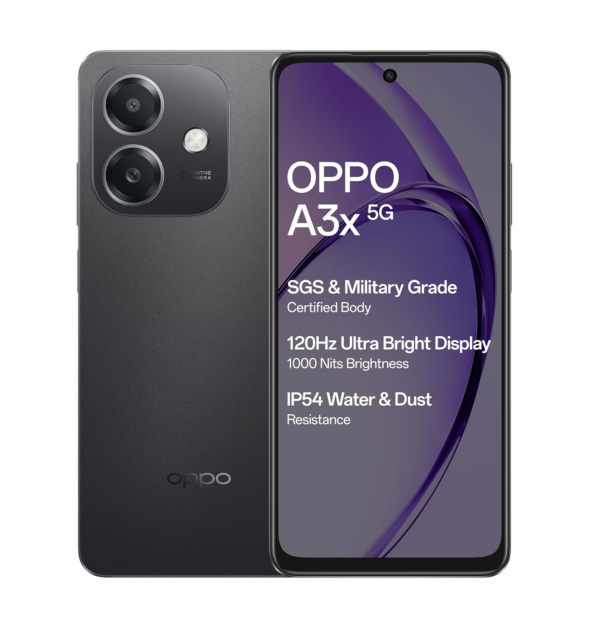 OPPO A3X 5G (Sparkle Black, 4GB RAM, 64GB Storage)