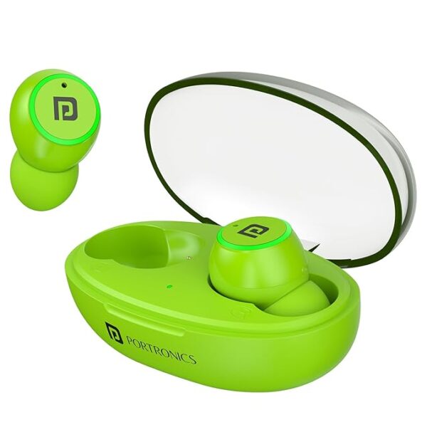 Portronics Harmonics Twins S13 in Ear True Wireless Earbuds with Mic, 24H Playtime (Green)