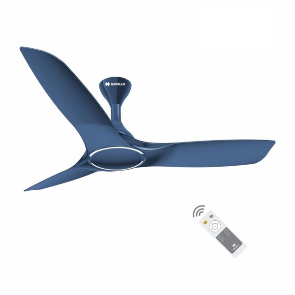 Havells 1200Mm Stealth Air Bldc Motor Ceiling Fan Most Silent & Premium,5 stars With Rf Remote (Indigo Blue)