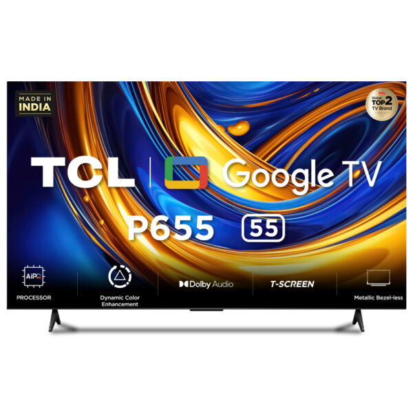 TCL 139.7 cm (55 inch) Ultra HD Google TV, 55P655, Black(494410492)