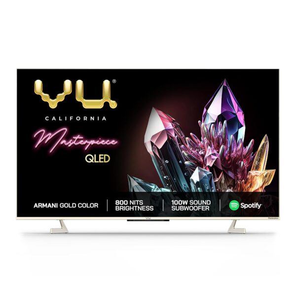 Vu 189 cm (75 inches) The Masterpiece Glo Series TV 75QMP (Armani Gold) (2022 Model)