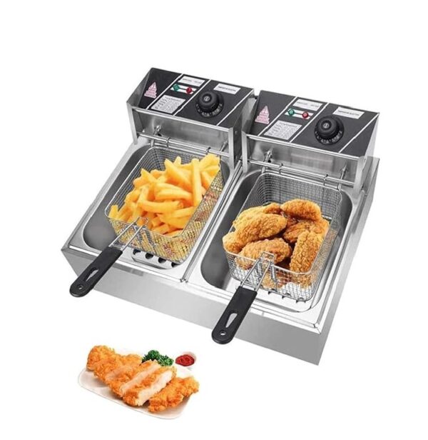 newBasics Commercial Deep Fryer Electric 220V Stainless Steel with Variable Temperature Control with Warranty (4 + 4 Liters)