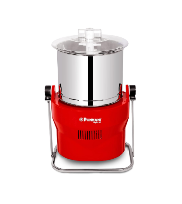 Ponmani Stainless Steel Hybrid Commercial Tilting Wet Grinder (7.5 Litre), Red