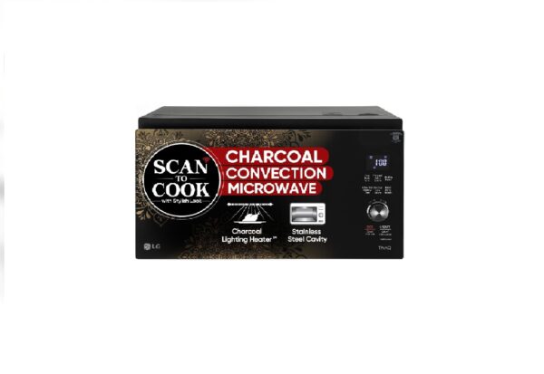 LG 32 L Scan to Cook Wi-Fi Enabled Charcoal Convection Healthy Microwave Oven (MJEN326UIW, Black - Regal Pattern, Heart Friendly Recipes, Pasteurized Milk, Ghee, Diet Fry & 360° Motorised Rotisserie)