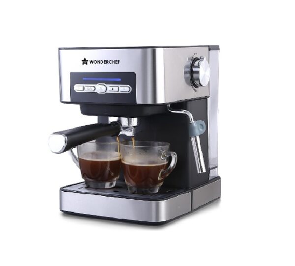 Wonderchef Regalia Espresso Coffee Maker 20 Bar | Ideal for Espresso, Cappuccino, Latté, Macchiato or Ristretto at Home | with Steamer Spout for Cappuccino & Latte | 2 Years Warranty | Steel