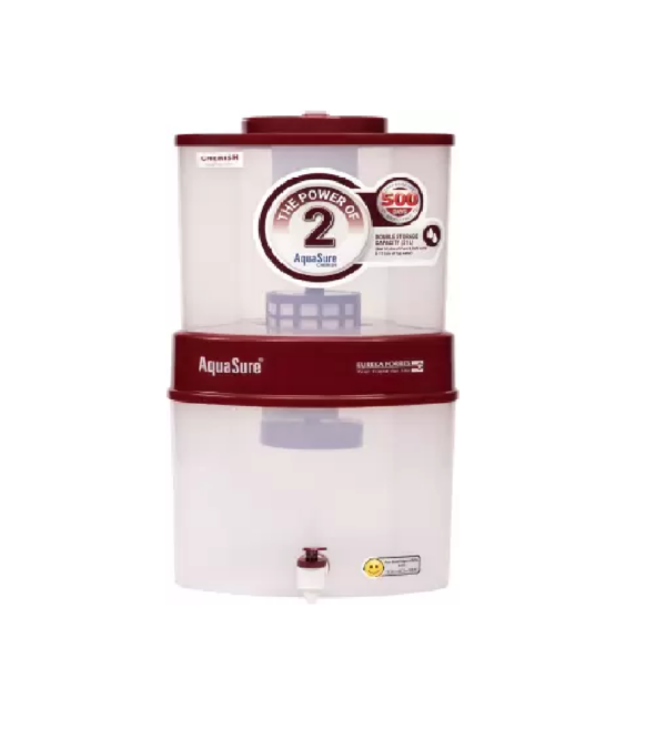Eureka Forbes Aquasure from Aquaguard Cherish 21 L Gravity Based Water Purifier  (Transparent, Maroon)