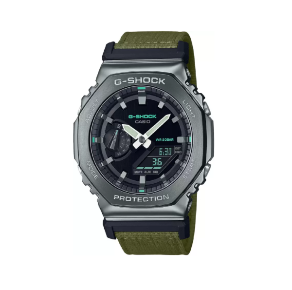 CASIO  G-SHOCK Gray Ip Dial Green Cloth Band Analog-Digital Watch - For Men G1374 (