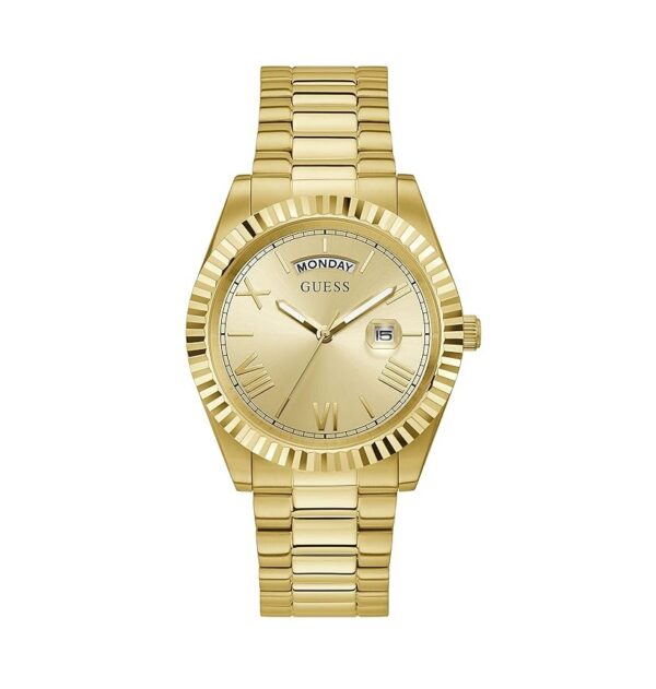GUESS Mens 42 mm Connoisseur Champagne Dial Stainless Steel Analog Display Watch -