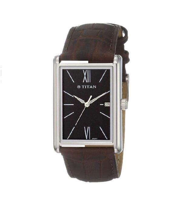 Titan Men's Urban Chic: Modernist Black Dial & Leather Strap Analog Watch-NS1731SL01