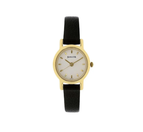 Sonata Quartz Analog White Dial Leather Strap Watch for Women