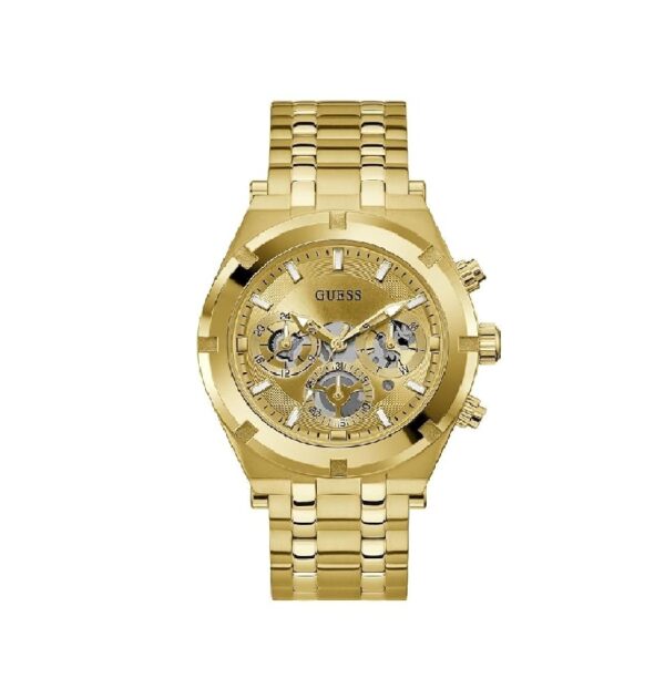 GUESS Stainless Steel Analog Beige Dial Men Watch-Gw0260G4, Gold Ban