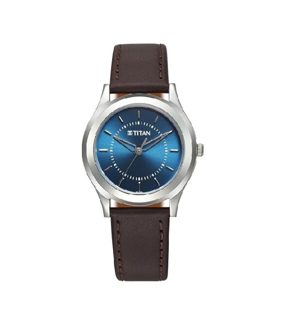 Titan Karishma Zing Quartz Analog Blue Dial Leather Strap Watch for Men-1648SL01