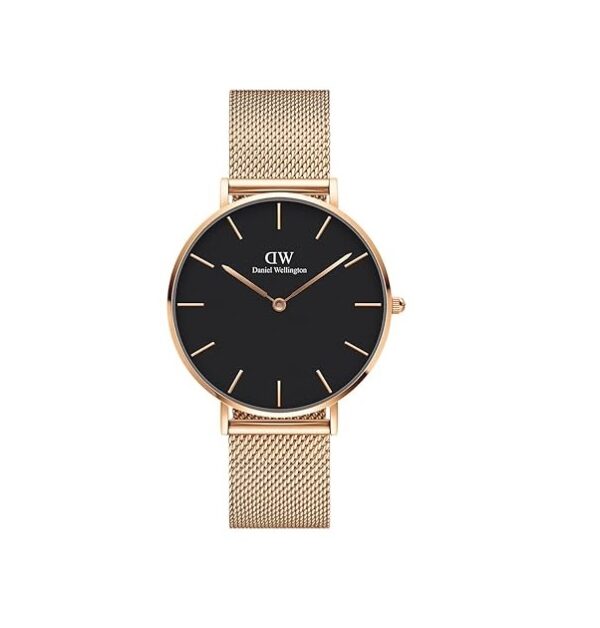 Daniel Wellington Unisex Petite Melrose Mesh Strap Black Dial Analog Watch