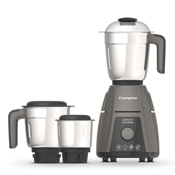 Crompton DuroElite 800Watt Mixer Grinder with Motor Vent-X Technolog	‎ACGM-DUROELITE3Jy (3 Stainless Steel Jars, Mettalic Finish)