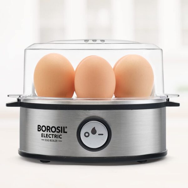 Borosil Electric Egg Boiler, 7 Egg Capacity, For Hard, Soft, Medium Boiled Eggs, Steamed Vegetables