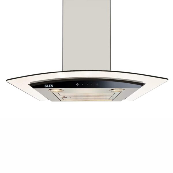 Glen Kitchen Chimney Curved Glass with Push Button Baffle filters 60cm 1000 m3/h -Black