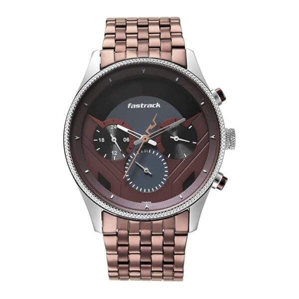 Fastrack Thor Quartz Multifunction Red Dial Metal Strap Watch for Men-NS3286KM01