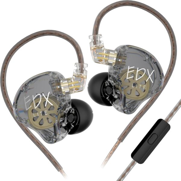 KZ EDX Lite in Ear Monitor Headphones Deep Bass Wired Earbuds IEM,(Grey,with Mic)