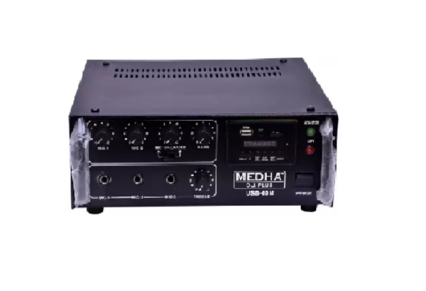 MEDHA D.J. PLUS Professional 60WATT Recording P.A. Amplifier 3 Microphones 1-Aux and 1-USB Input 60 W AV Power Amplifier  (Black)