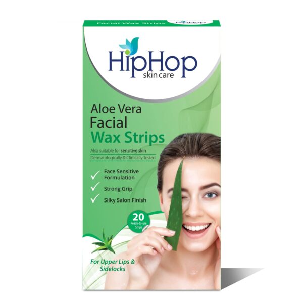 HipHop Skincare Facial Wax Strips with Cleansing Wipes for Instant Hair Removal (Pack of 20 Strips)|