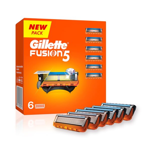 Gillette Fusion Manual Blades for men - 6 count Super Value Pack for Perfect Shave and Perfect Beard Shape with styling back blade| Blades for shaving
