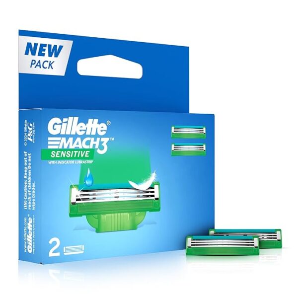 Gillette Mach 3 Manual Shaving Razor Blades-Pack Of 2(Cartridge), Men