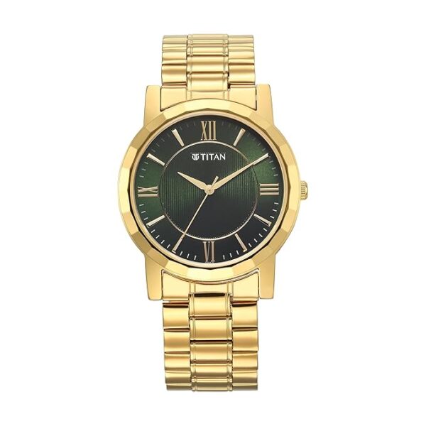 Titan Karishma Zing Quartz Analog Green Dial Stainless Steel Strap Watch for Men-1644YM05