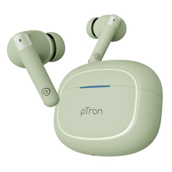 pTron Bassbuds Duo Pro TWS in Ear Earbuds with 3D Audioscape light green