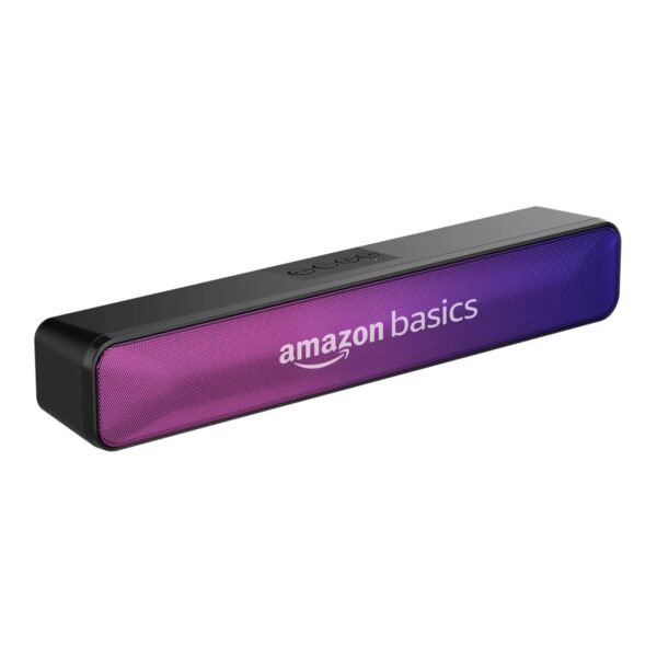 amazon basics Wireless Soundbar with Bluetooth, USB, and Party RGB Lights for Tv, Mobile, Pc, Tablets, and Laptops, 16W