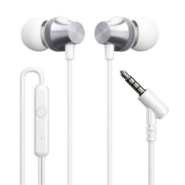 Portronics Conch Beat A in Ear Wired Earphones with Mic Metal Alloy Body, Wide Compatibility (Silver)