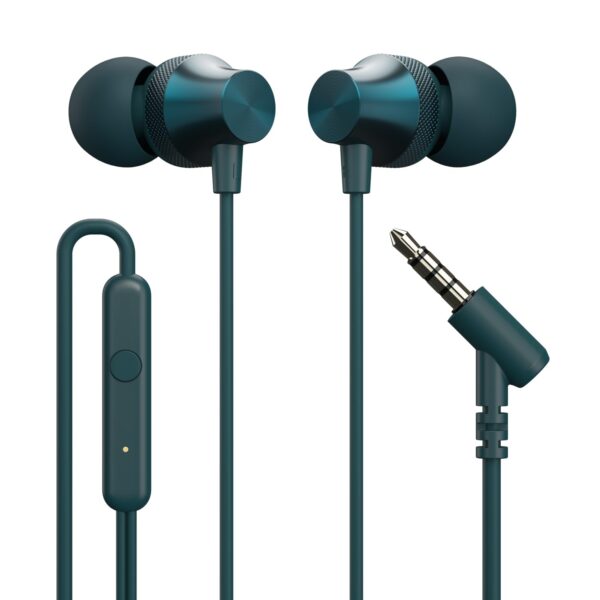 Portronics Conch Beat A in Ear Wired Earphones with Mic Metal Alloy Body, Wide Compatibility (Blue)