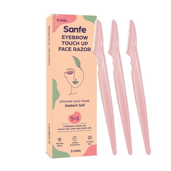 Sanfe Reusable Eyebrow Touch Up Hair Removing Face Razor For Women Stainless Steel Blade & Firm Grip