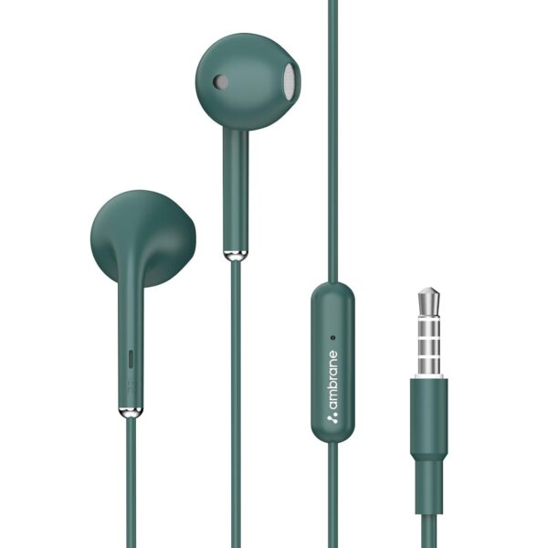 Ambrane Wired in Ear Earphones with in-line Mic for Clear Calling , Multi-Functional Controller (Stringz 38 Lite, Green)