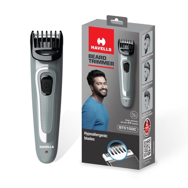 Havells Bt5100C Rechargeable Beard Trimmer 45 Min Runtime,Battery Powered Black & (Grey)-Men