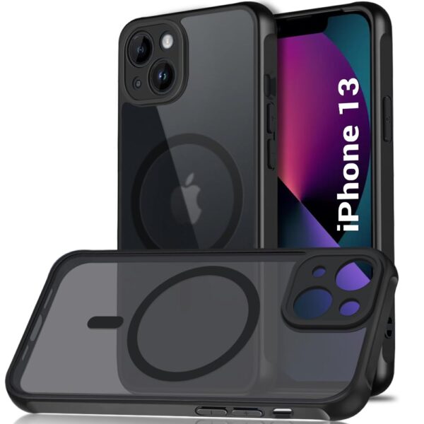 TheGiftKart Hybrid Matte Frosted Translucent iPhone 13 Back Cover -Frost Black)
