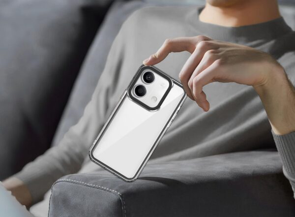 Kapa Warrior Acrylic Clear Back Cover for Redmi Note 13 PRO |Black Sides - Image 2