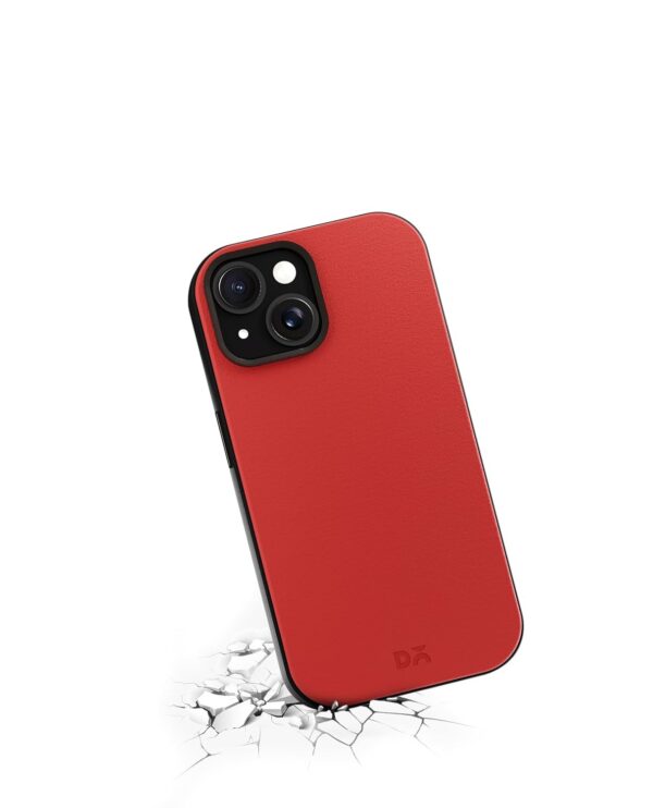 DailyObjects Leatherite Case for iPhone 15 Plus -Crimson-Grey - Image 3