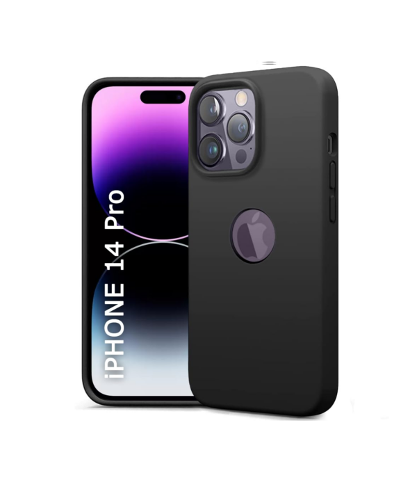 TheGiftKart Genuine Liquid Silicone Back Cover Case for iPhone 14 PRO | (Silicone, Black)