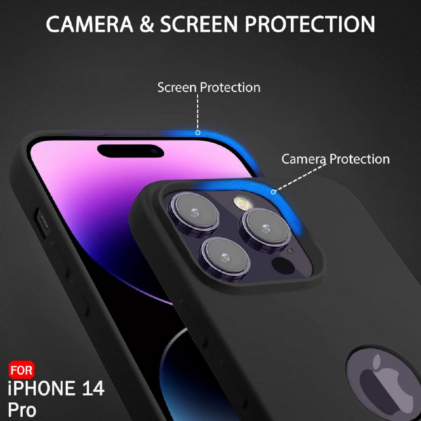 TheGiftKart Genuine Liquid Silicone Back Cover Case for iPhone 14 PRO | (Silicone, Black) - Image 3
