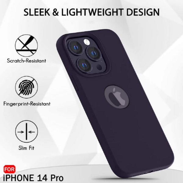 TheGiftKart Genuine Liquid Silicone Back Cover Case for iPhone 14 PRO | (Deep Purple) - Image 3