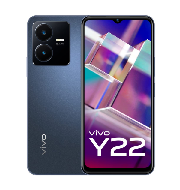Vivo Y22 (Starlit Blue, 4GB RAM, 128GB Storage)