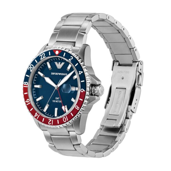 Emporio Armani Stainless Steel Analog Blue Dial Men Watch-Ar11590, Silver Band - Image 2