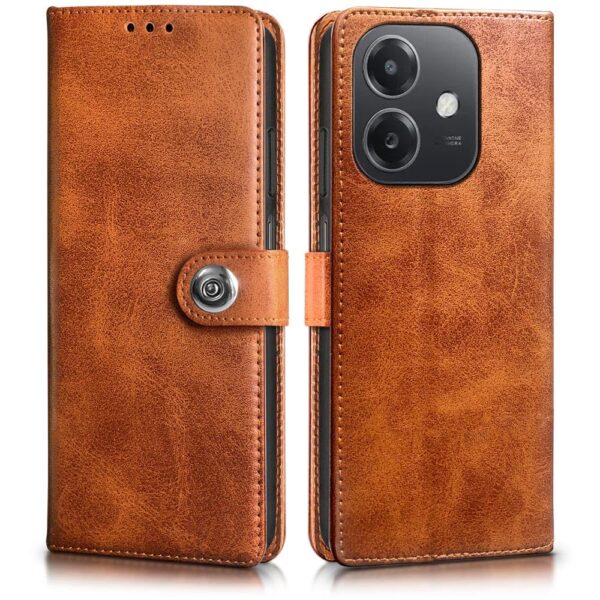 WOW IMAGINE Shock Proof Flip Cover Back Case for Oppo A3x 5G | A3x 4G | A3 5G (Alder Brown)