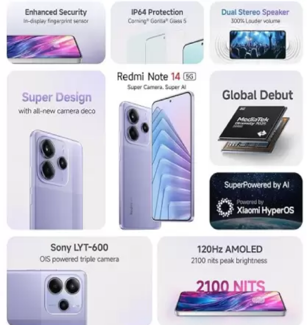REDMI Note 14 5G (Phantom Purple, 256 GB)  (8 GB RAM) - Image 2